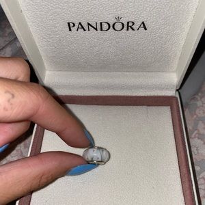 White and silver glass Pandora Charm